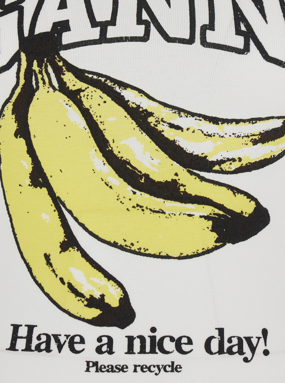 Ganni Women White Sleeveless Top With Logo Lettering Print And Bananas On The Front In Cotton For Women GANNI