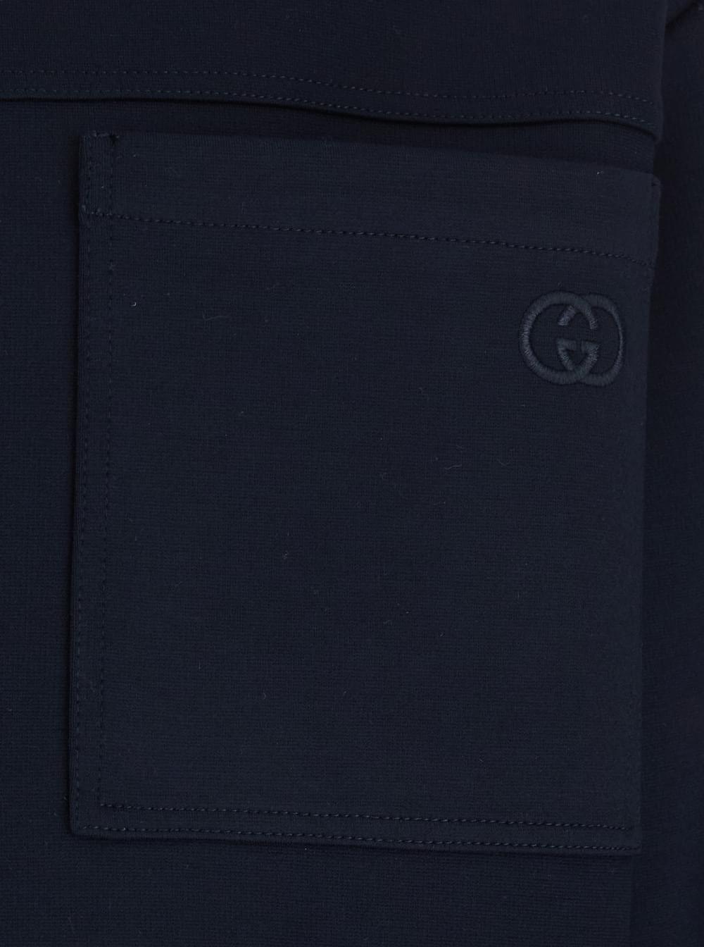 Gucci Men Blue Jacket With Front Closure And Gg Logo Detail In Cotton Jersey Men GUCCI