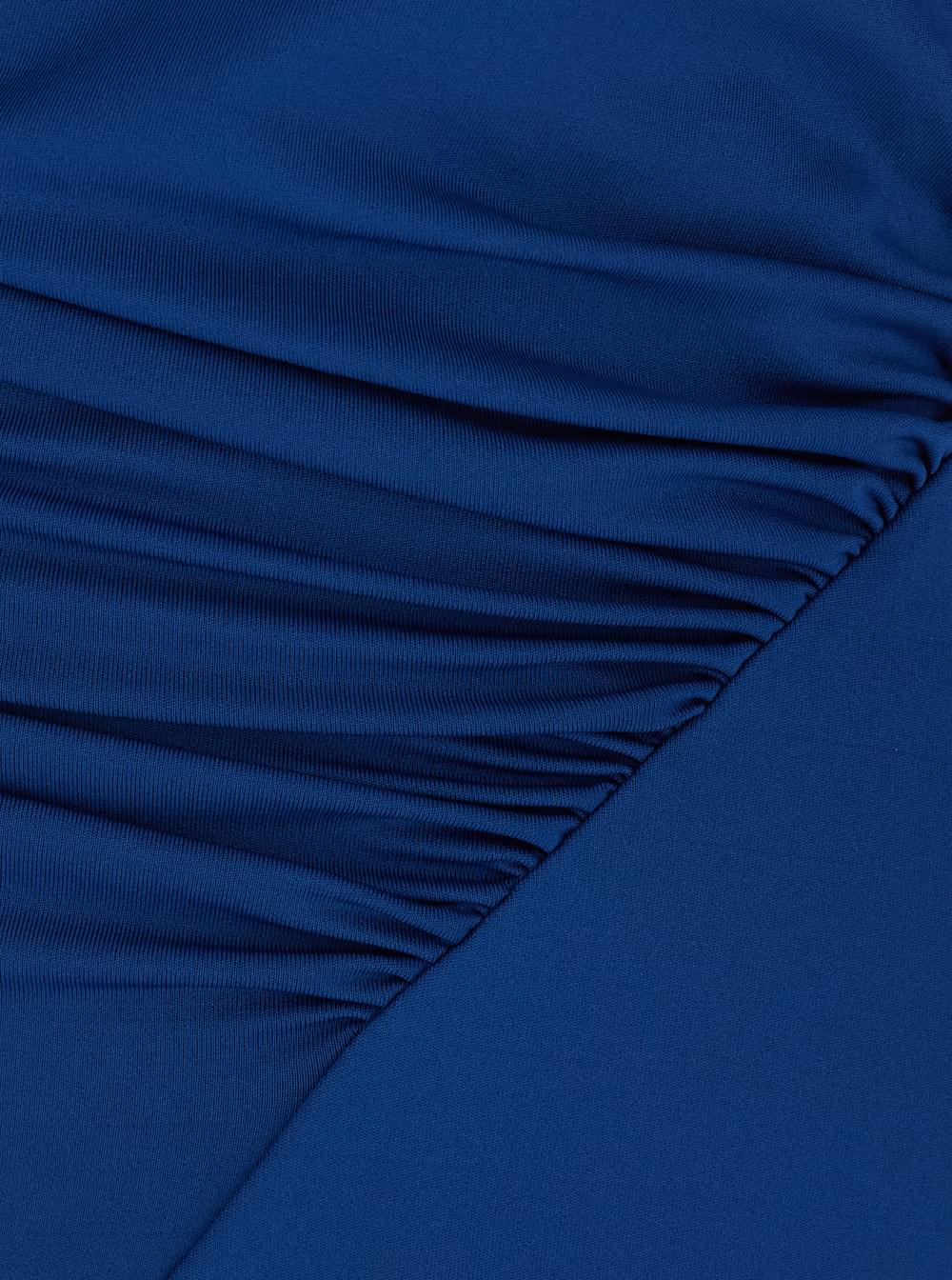 Victoria Beckham Women Blue Long Dress With Cap Sleeves And Elastic Waist In Stretch Tech Fabric For Women VICTORIA BECKHAM