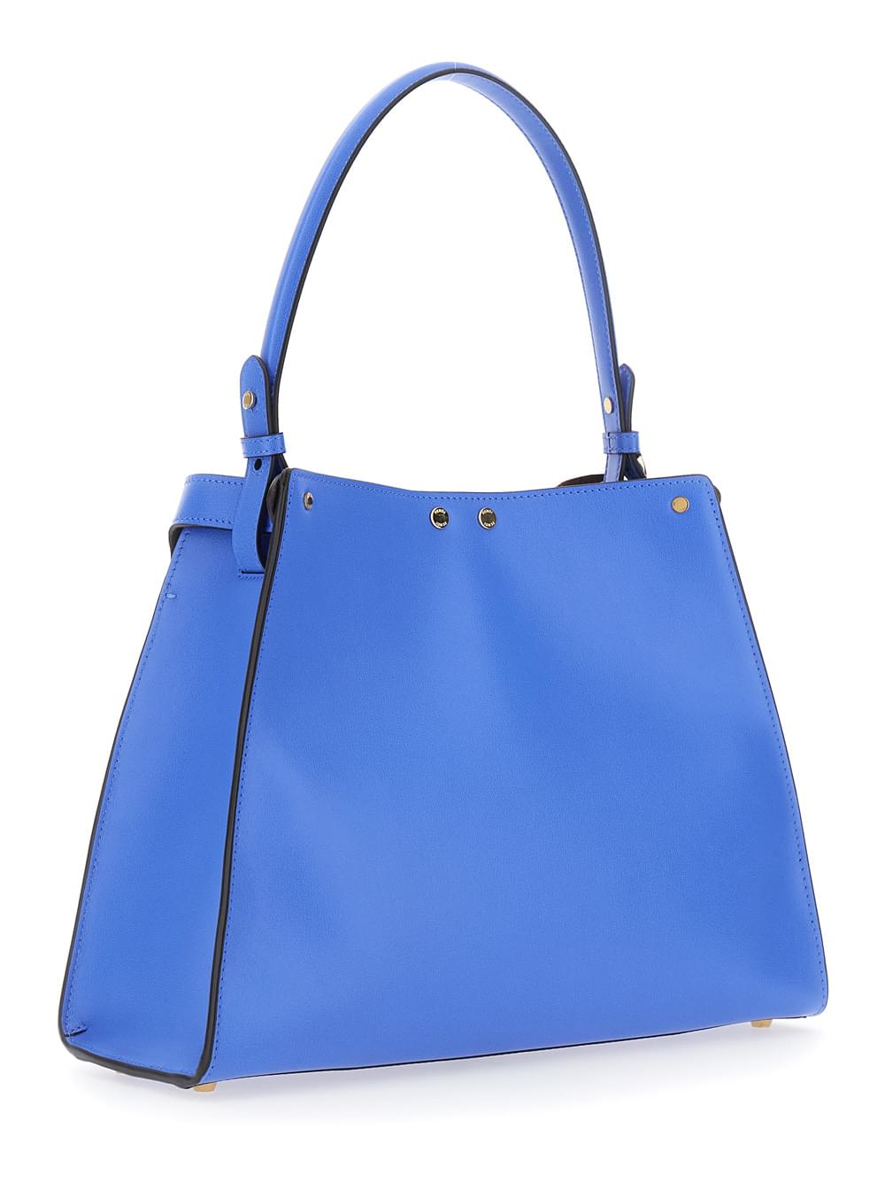 Fendi Women 'Fendi Way' Blue Handbag With Removable Handle And Turn Lock In Leather For Women FENDI