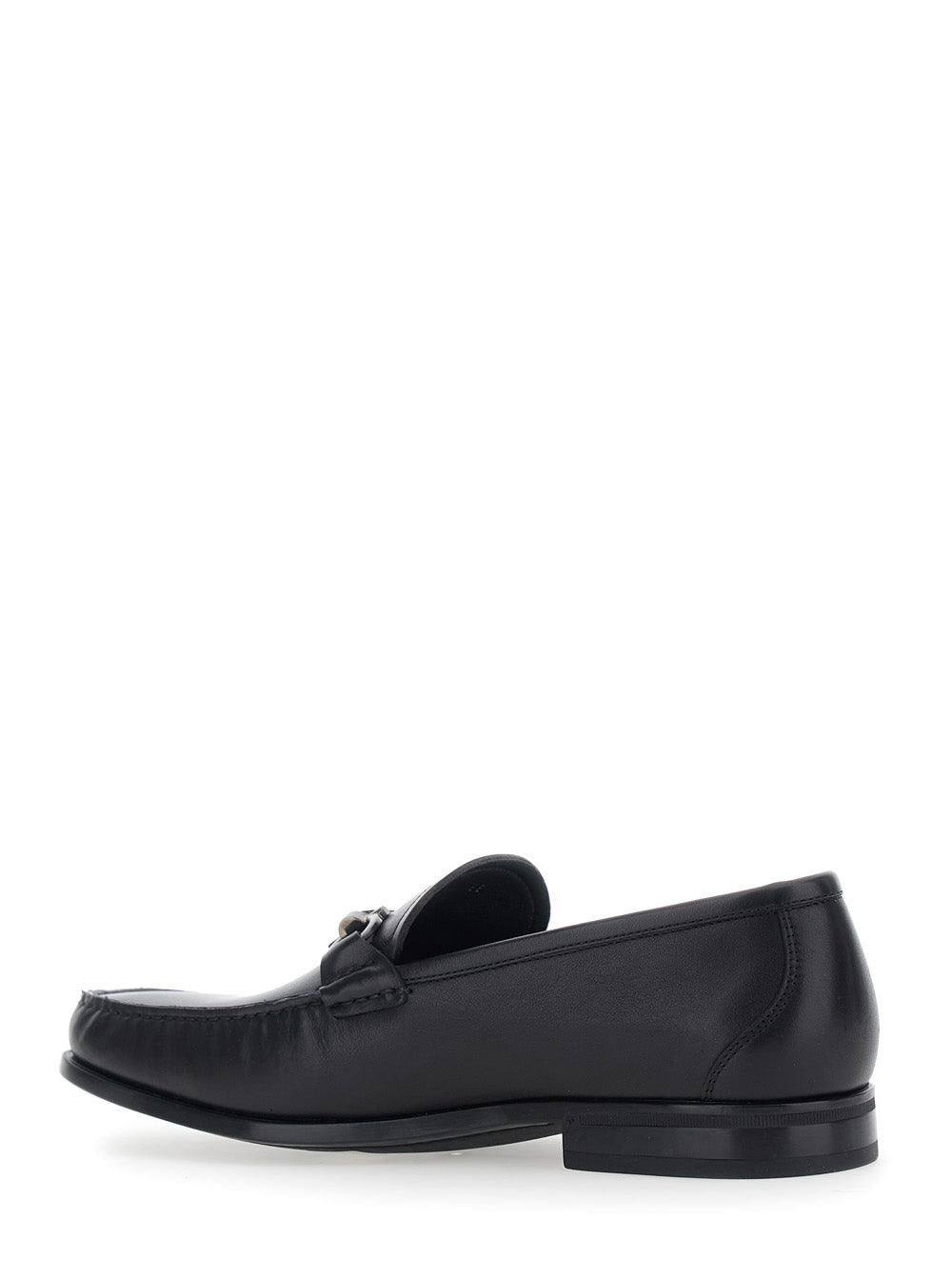 Ferragamo Men Black Loafers With Gancini Detail On The Front In Leather For Men FERRAGAMO