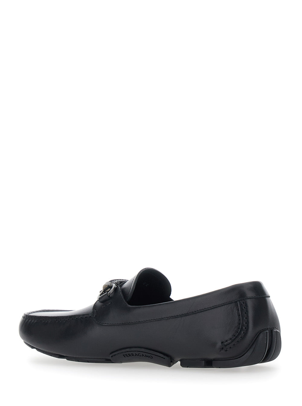 Ferragamo Men 'Sunsay' Black Loafers With Gancini Plaque On The Front In Leather For Men FERRAGAMO