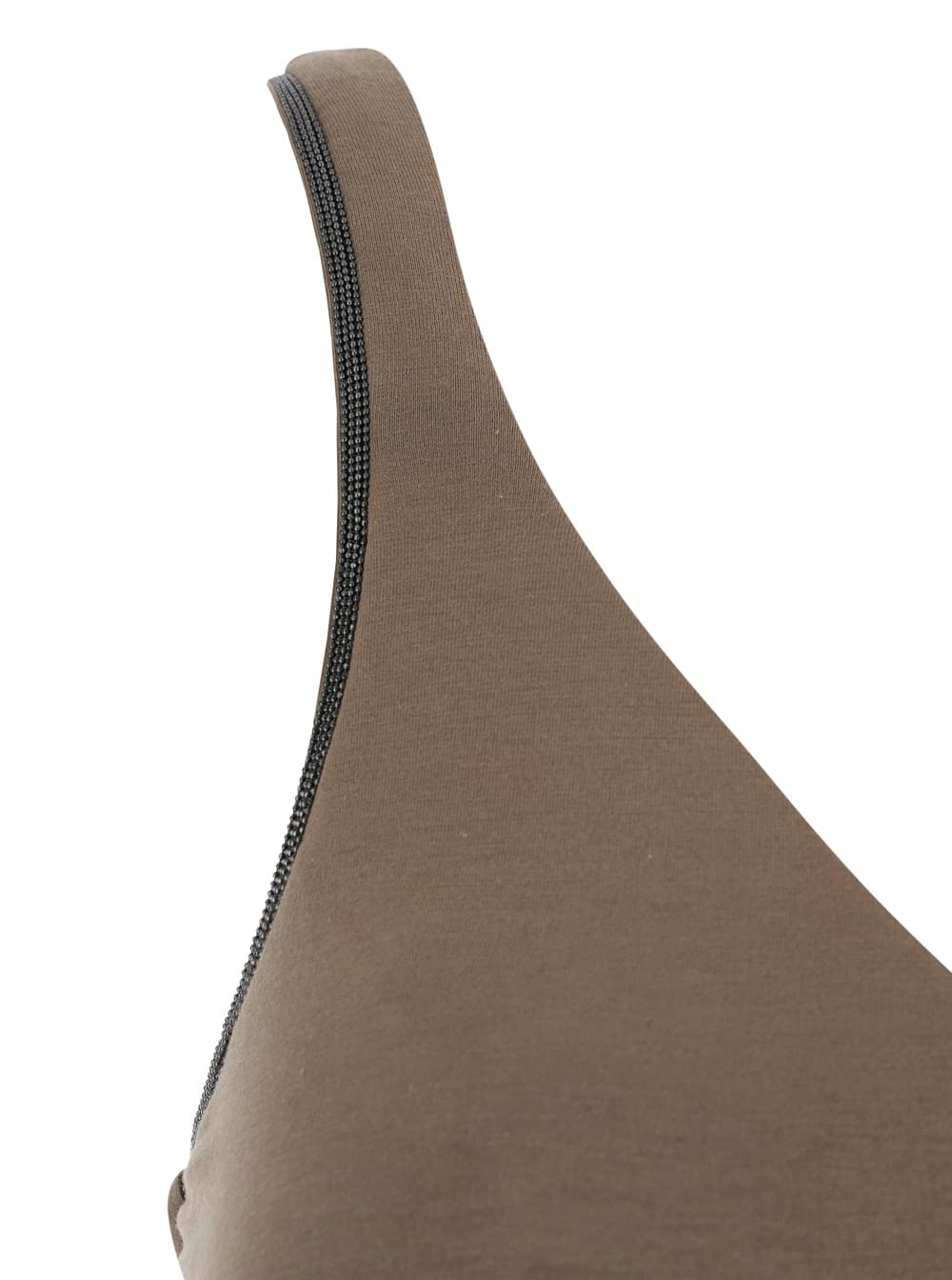 Brunello Cucinelli Women Brown Top With V-Neck And Monil Detail On The Strap In Cotton For Women BRUNELLO CUCINELLI
