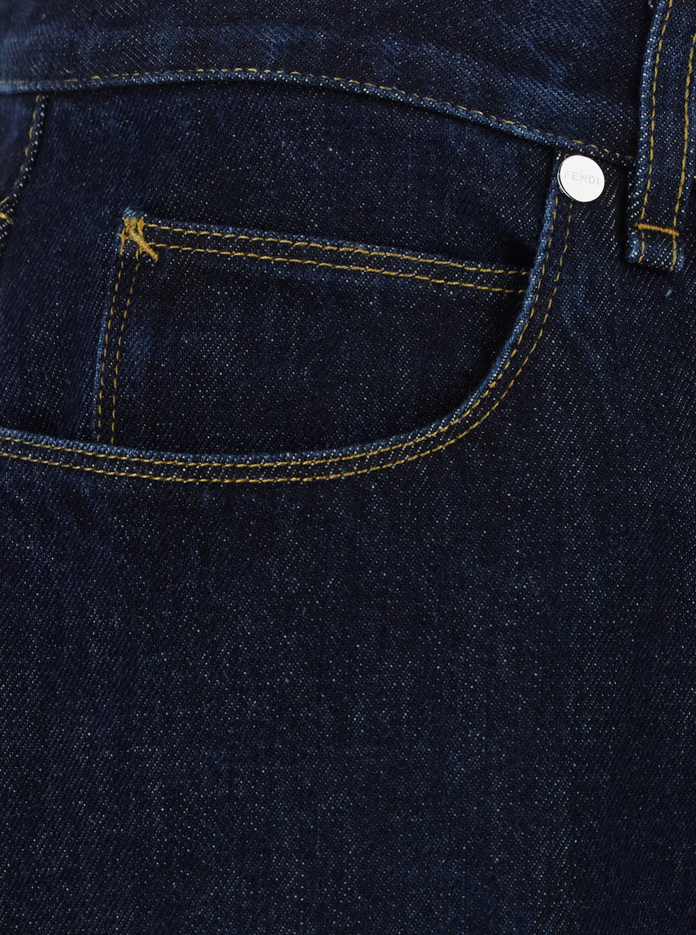 Fendi Men Blue Jeans With Logo Patch On The Back In Denim For Men FENDI