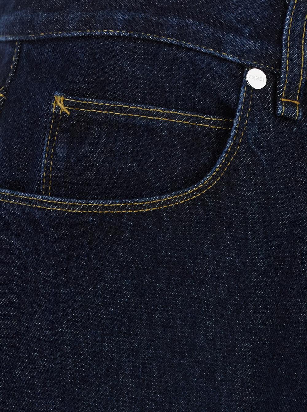 Fendi Men Blue Jeans With Logo Patch On The Back In Denim For Men FENDI