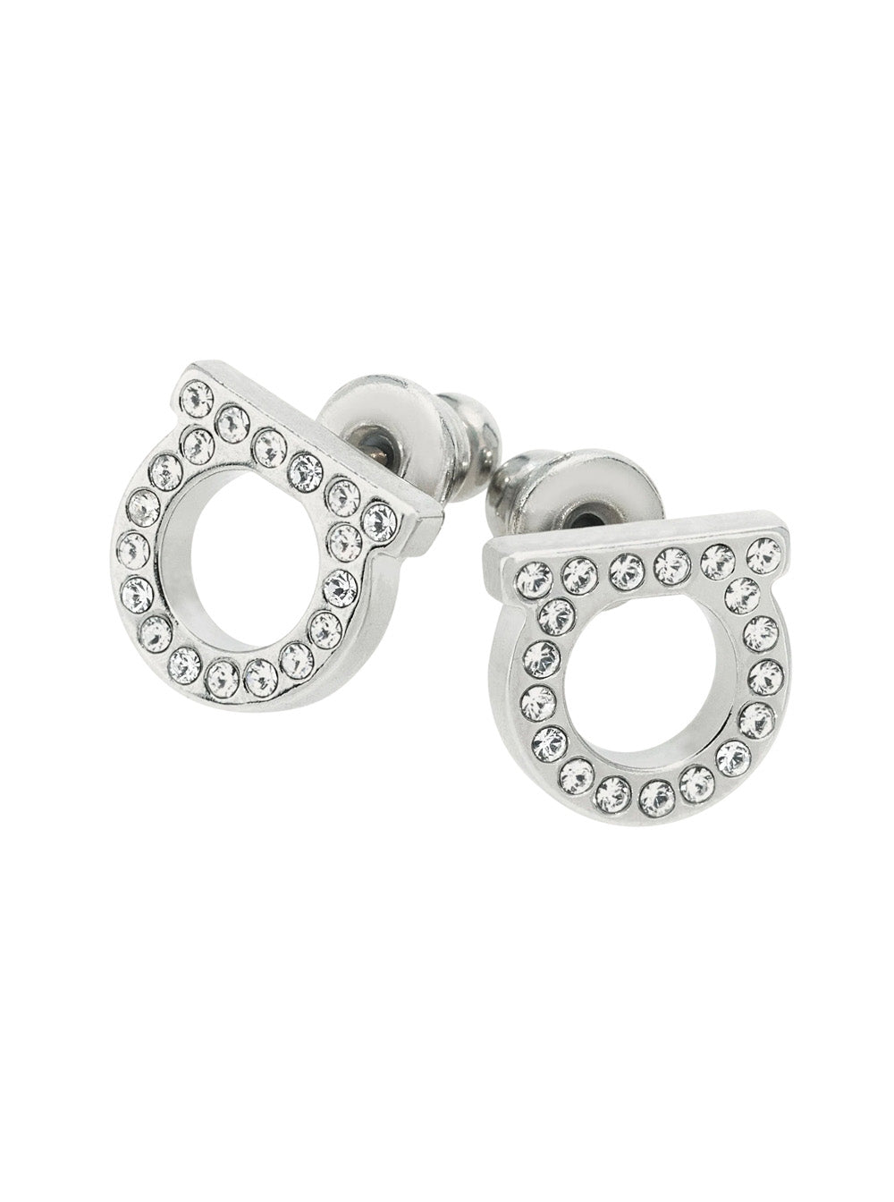 Ferragamo Women Silver-Colored Earrings With Gancini Design And Butterfly Clasp In Brass For Women FERRAGAMO