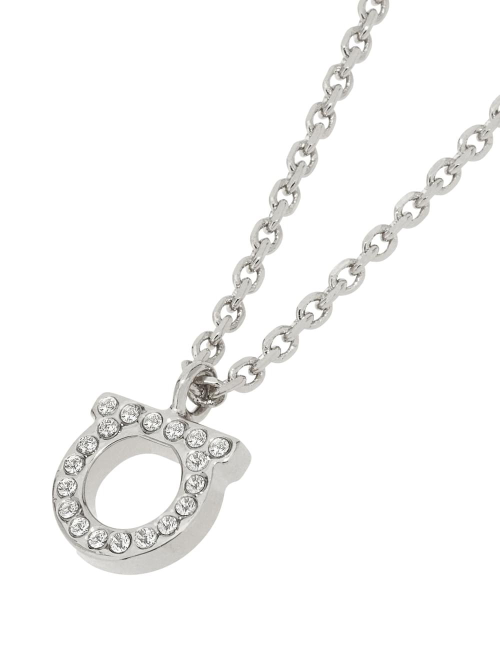 Ferragamo Women Silver-Colored Necklace With Gancini Pendant In Brass For Women FERRAGAMO