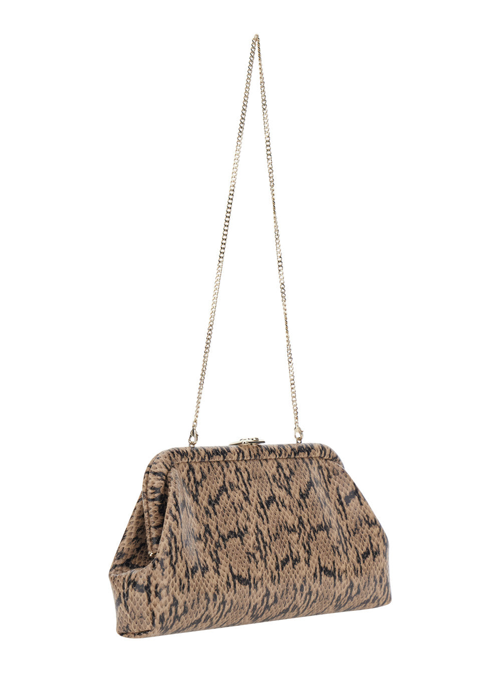 Jimmy Choo Women 'Skylar' Brown Clutch With Leather Snake Motif In Leather For Women JIMMY CHOO