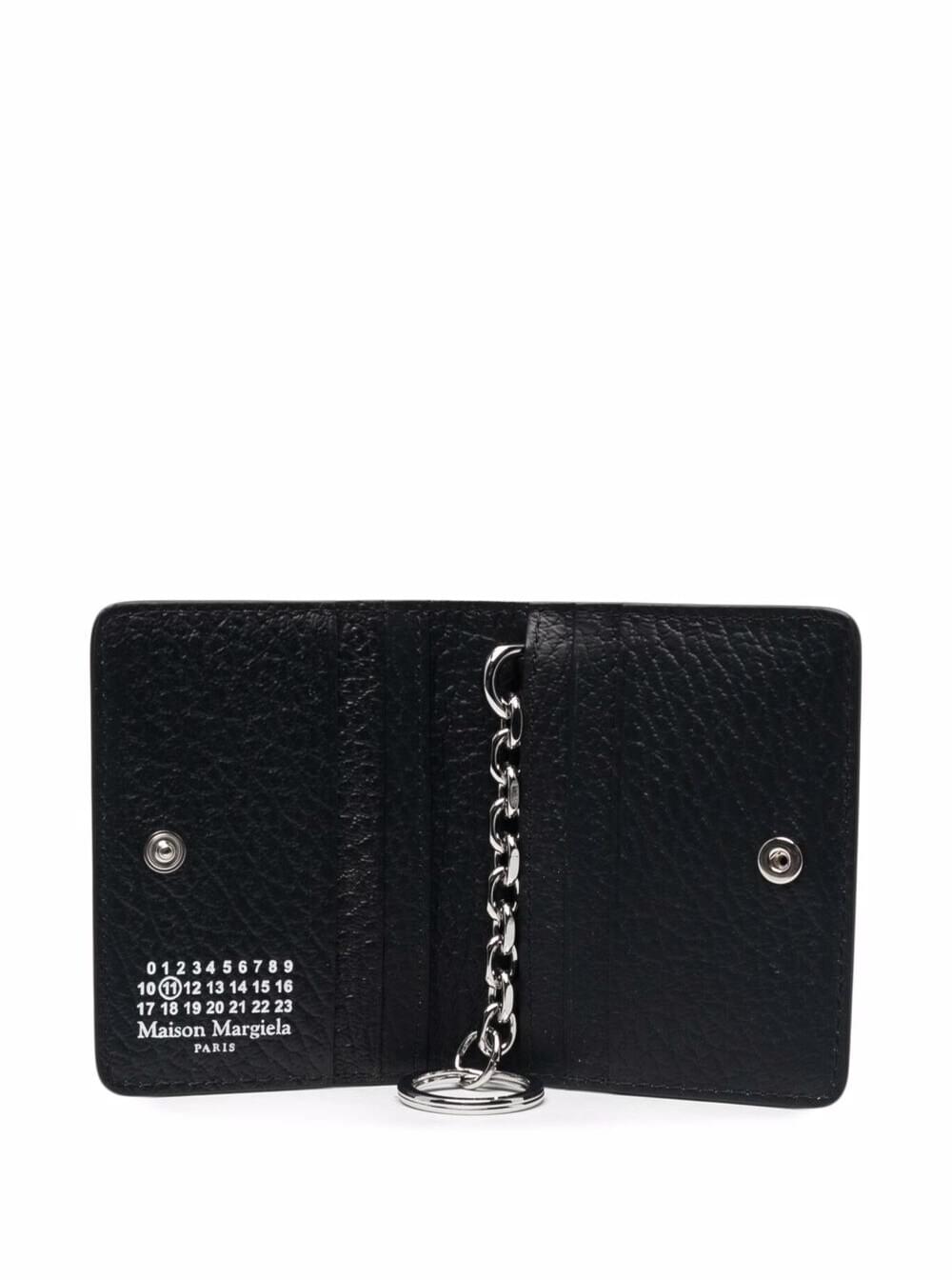 Maison Margiela Women Bifold Wallet With Stitching Detail And Clasp In Grained Black Leather For Women MAISON MARGIELA