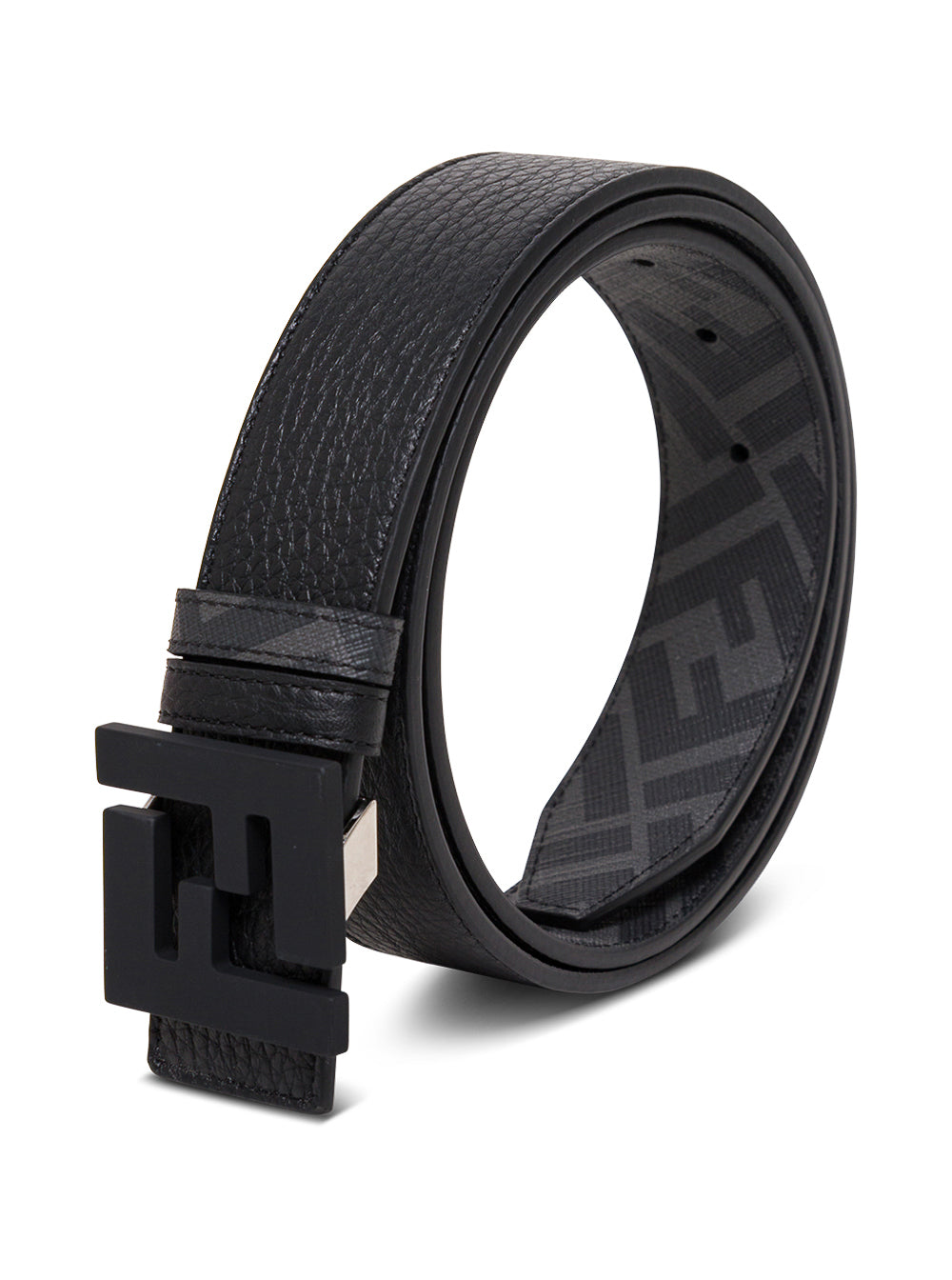 Fendi Men Reversible Belt With Ff Logo Buckle In Black Leather For Women