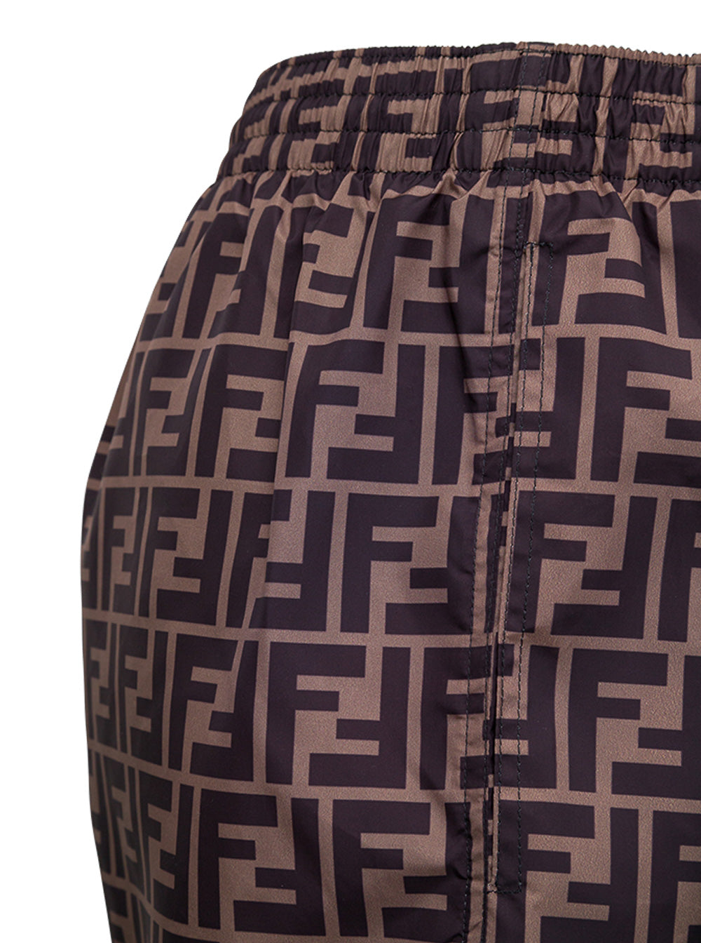 Fendi Men Ff Fabric Brown Swim Shorts For Men FENDI