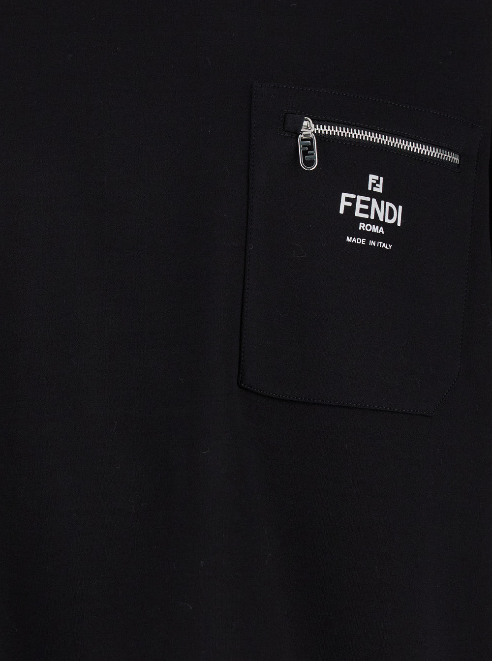 Fendi Men Crew Neck T-Shirt With Logo Print On The Front In Black Cotton For Men FENDI