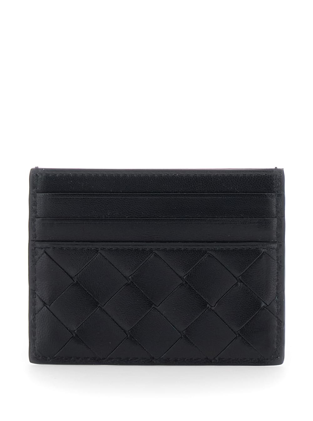 Bottega Veneta Women Black Leather Card Holder BOTTEGA VENETA