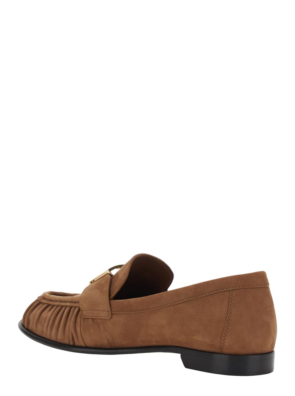 Fendi Women Loafers With Ff Plate On The Front In Brown Leather For Women FENDI