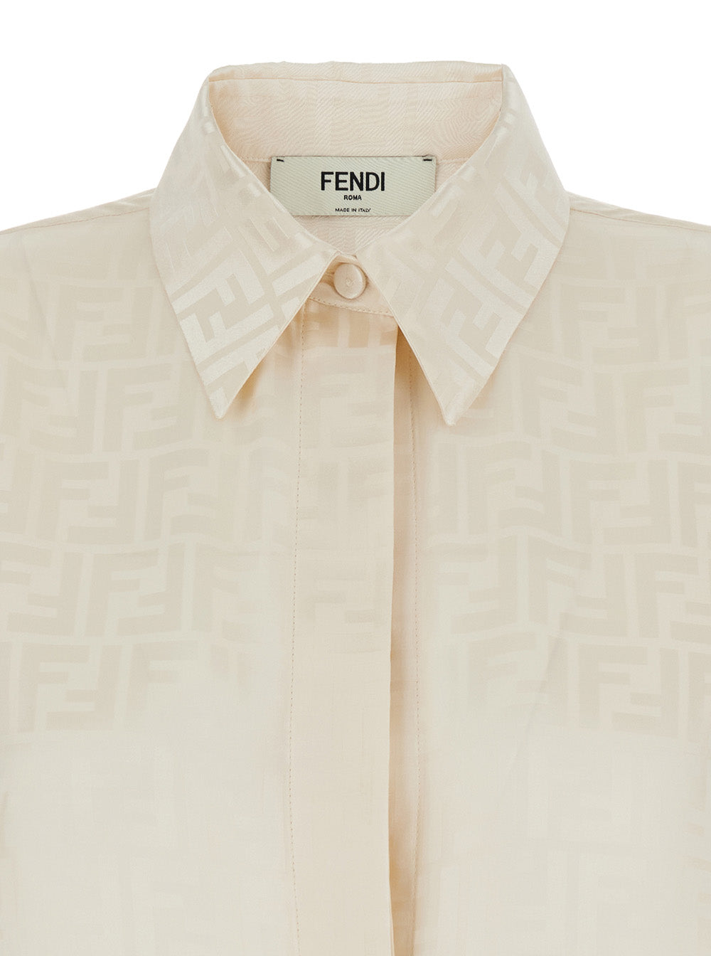 Fendi Women Shirt With Pointed Collar And Ff Motif In White Silk For Women FENDI