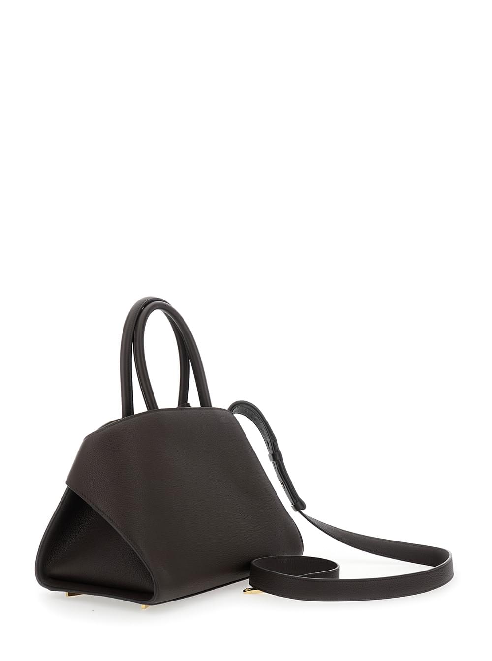 Ferragamo Women Shoulder Bag 'Hug Small' With Logo Lettering And Gancini Buckles On The Front In Brown Leather For Women FERRAGAMO