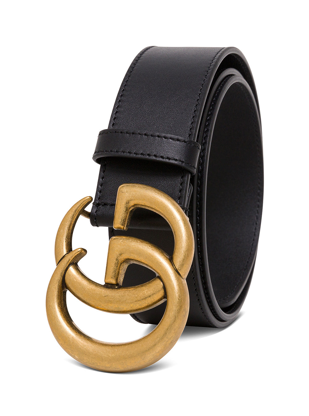 Gucci Women Gg Leather Belt With Logo Buckle In Black Leather For Women GUCCI