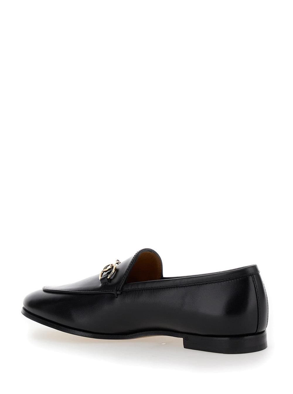 Gucci Women Loafers 'Jordaan' With Horsebit Detail In Black Leather For Women GUCCI