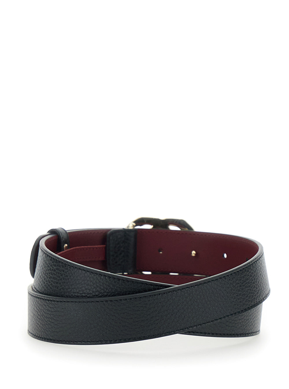 Gucci Women Belt With Gg Buckle In Black Grained Leather For Women GUCCI