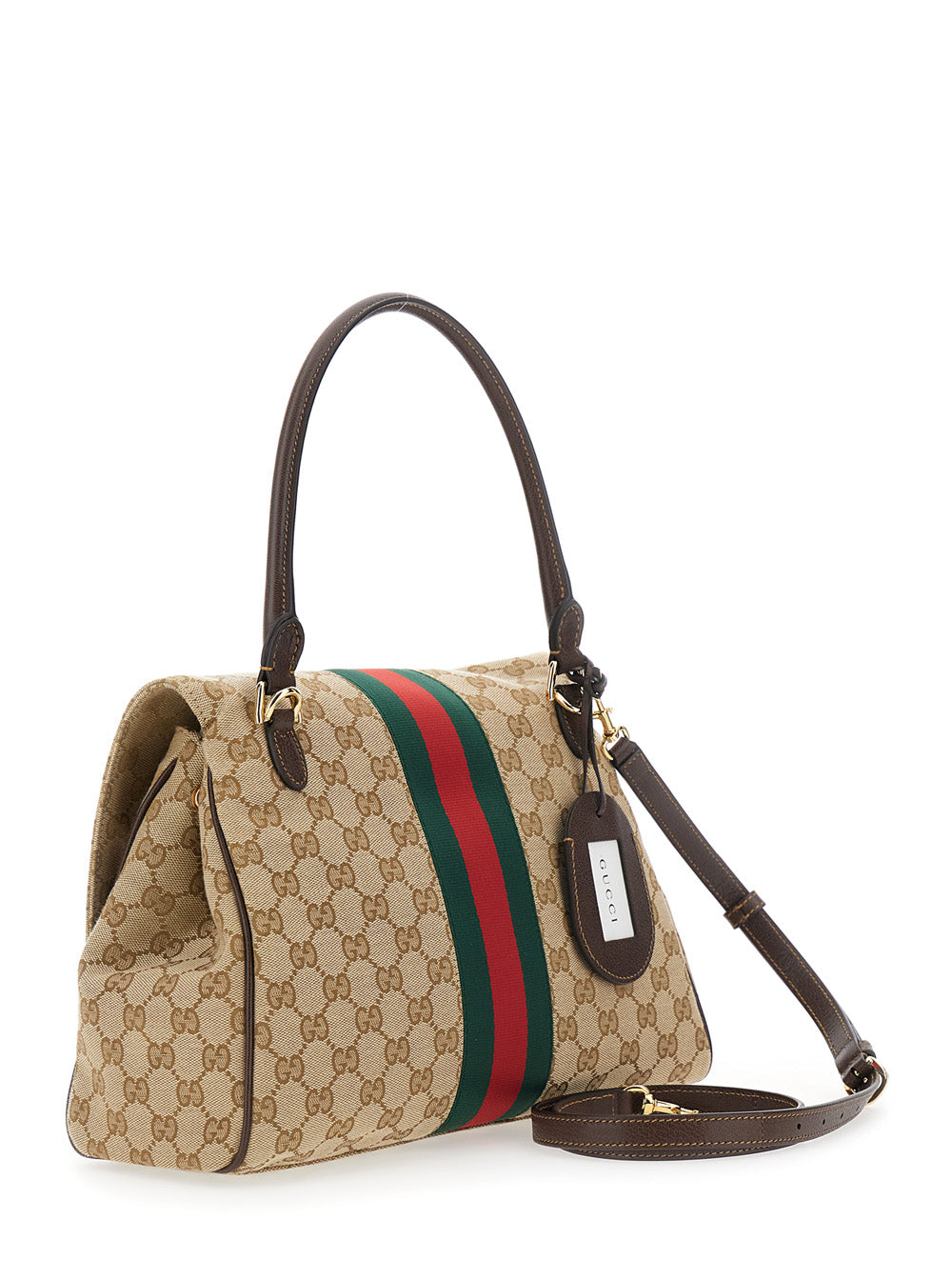 Gucci Women Horsebit Web Medium Top Handle Web Orig.Gg Raw/J GUCCI