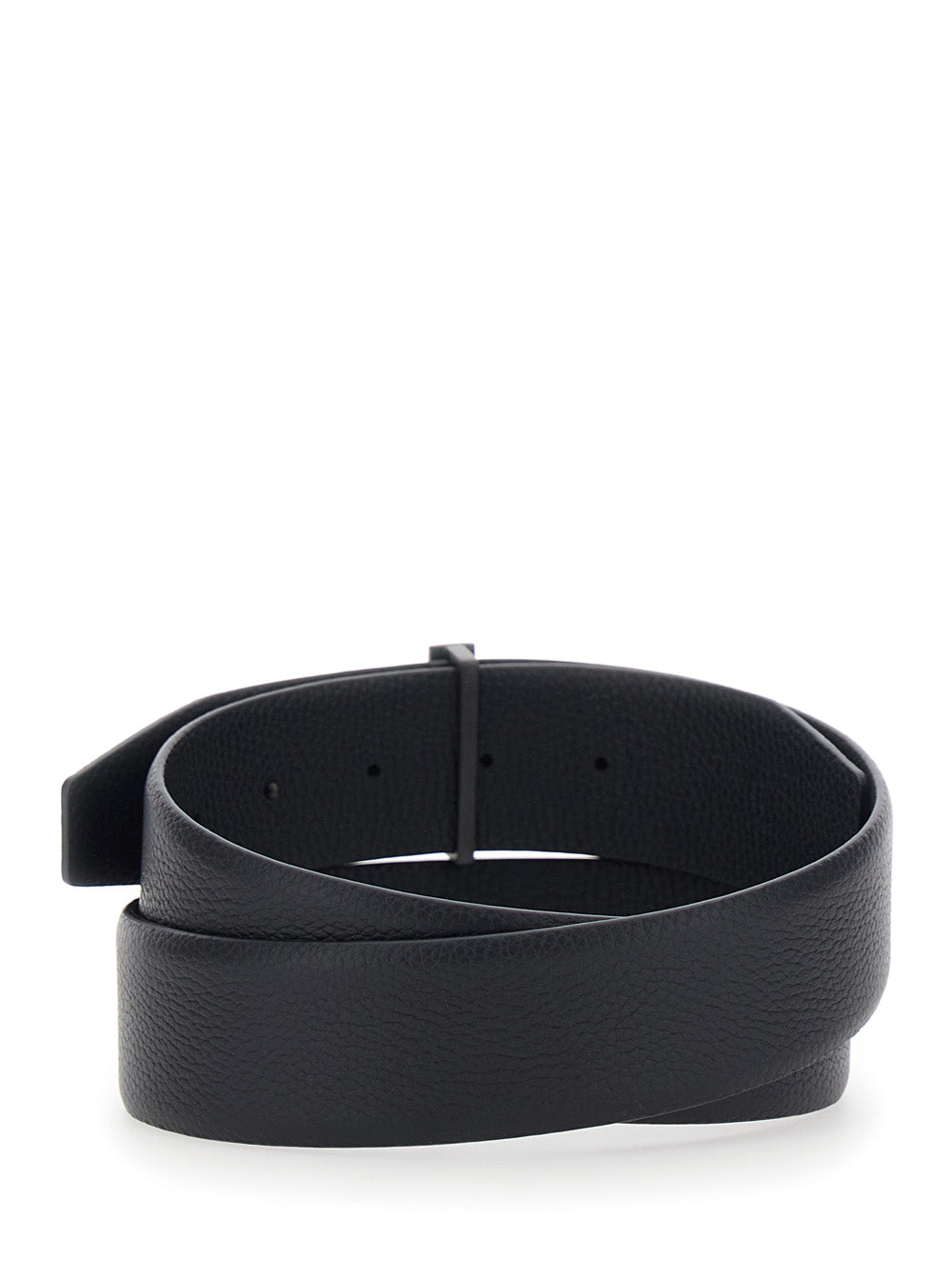 Tom Ford Men 'Icon T' Black Belt With T-Shaped Buckle In Grained Leather For Men TOM FORD