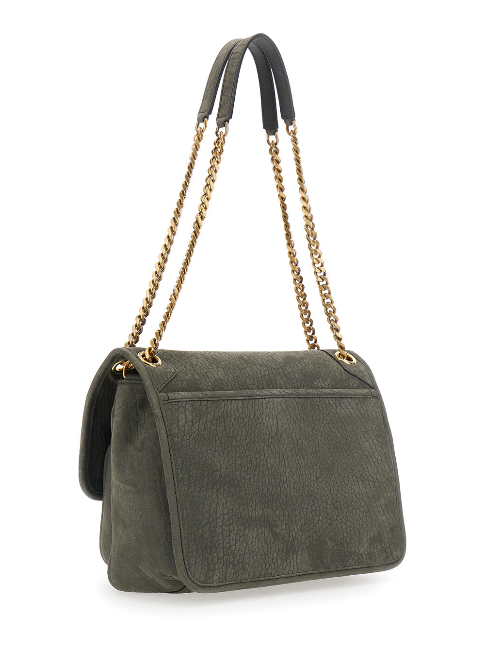 Saint Laurent Women 'Niki' Gray Shoulder Bag With Cassandre Plaque On The Front And Two Handles With Chain In Leather For Women SAINT LAURENT