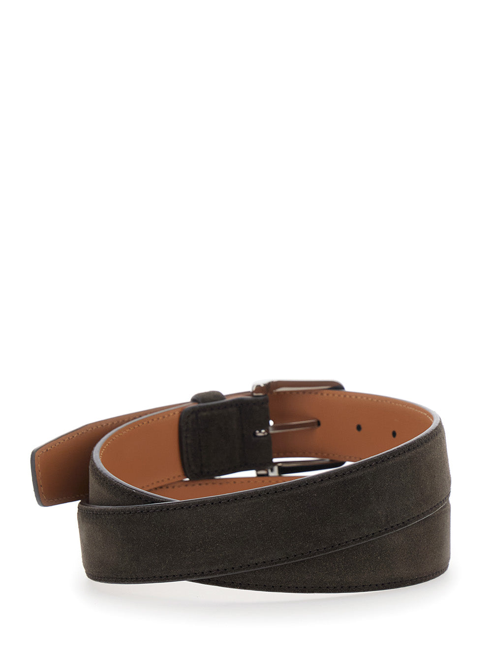 Tod's Men Brown Belt With Embossed Logo Buckle In Suede For Men TOD'S