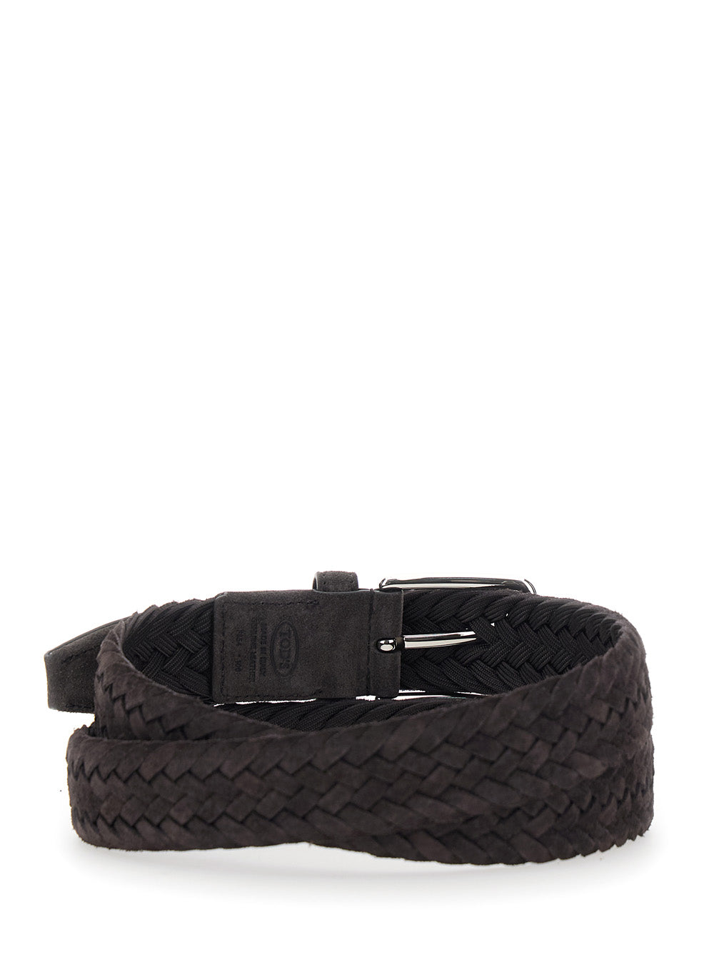 Tod's Men Brown Belt With Logo-Embossed Buckle And Intreccio Design In Suede For Men TOD'S