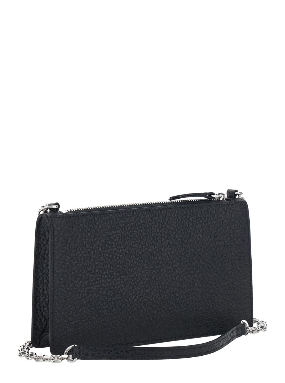 Maison Margiela Women Mini Bag With Chain And Logo Embroidery In Black Leather For Women MAISON MARGIELA