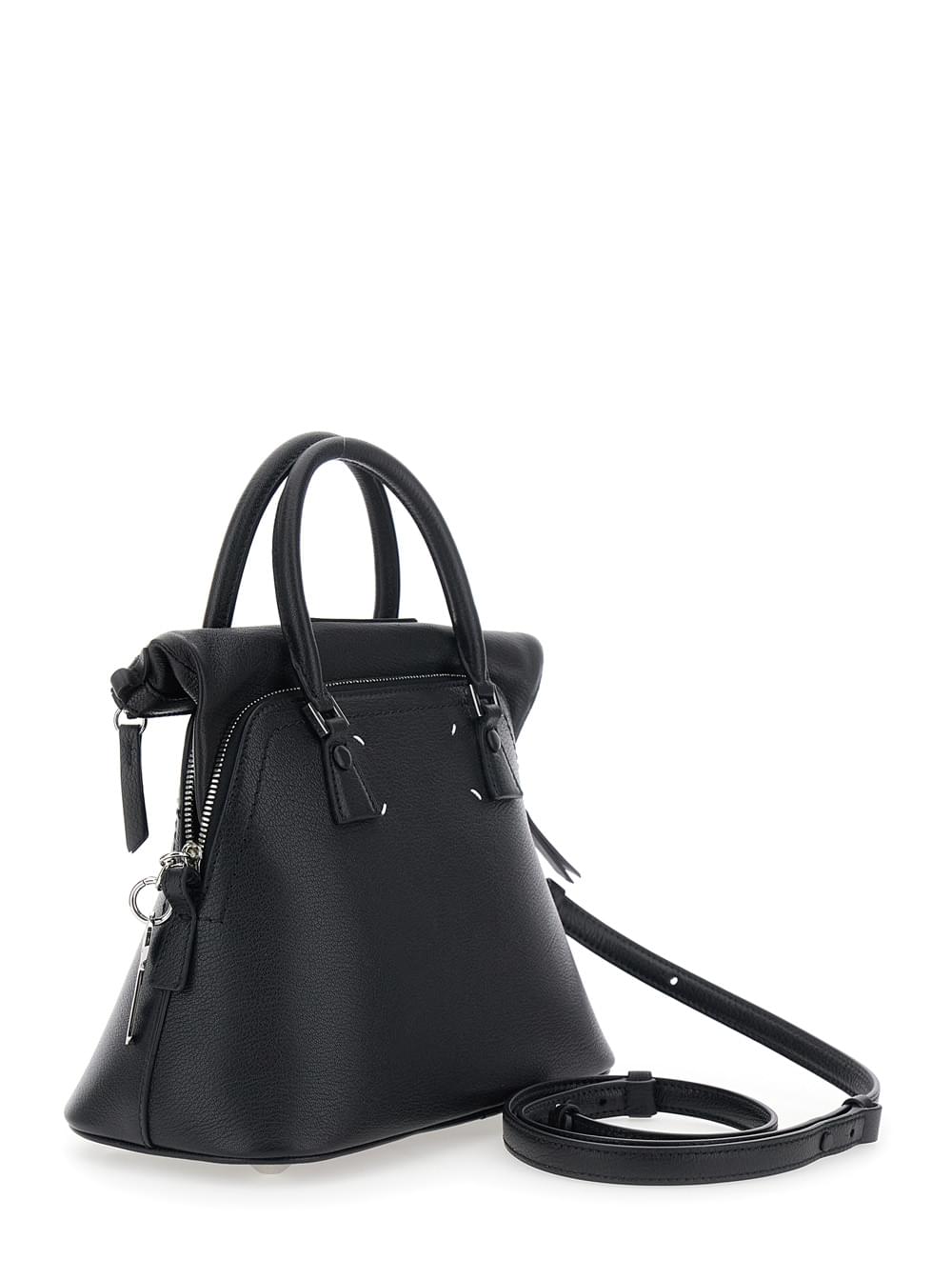 Maison Margiela Women Handbag With Applied Logo Patch And Keys On The Side In Black Leather For Women MAISON MARGIELA