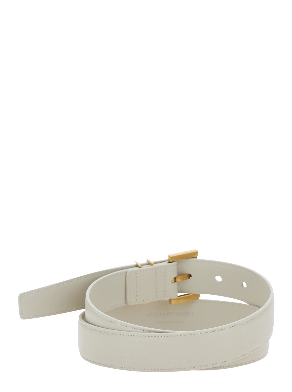 Saint Laurent Women Belt With Ysl Plate In White Leather For Women SAINT LAURENT