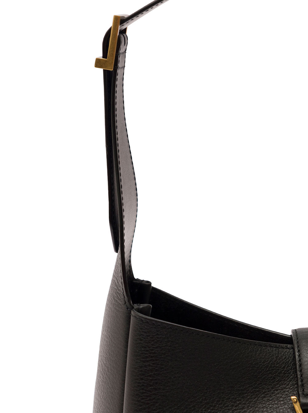 Saint Laurent Women Shoulder Bag 'Le 5 À 7' With Cassandre Plaque On The Front In Grained Black Leather For Women SAINT LAURENT