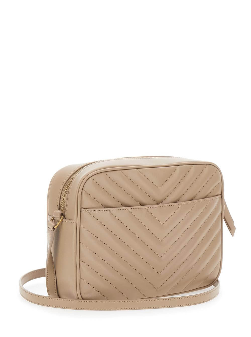 Saint Laurent Women Crossbody Bag 'Lou' With Cassandre In Quilted Beige Leather SAINT LAURENT