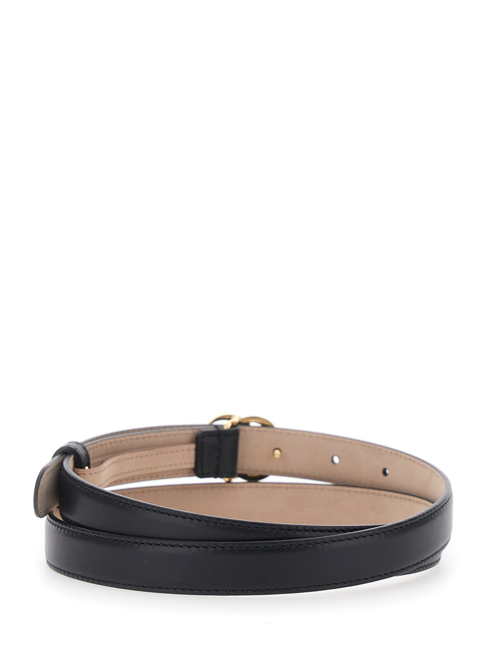 Gucci Women Black Belt With Gg Buckle On The Front In Leather For Women GUCCI