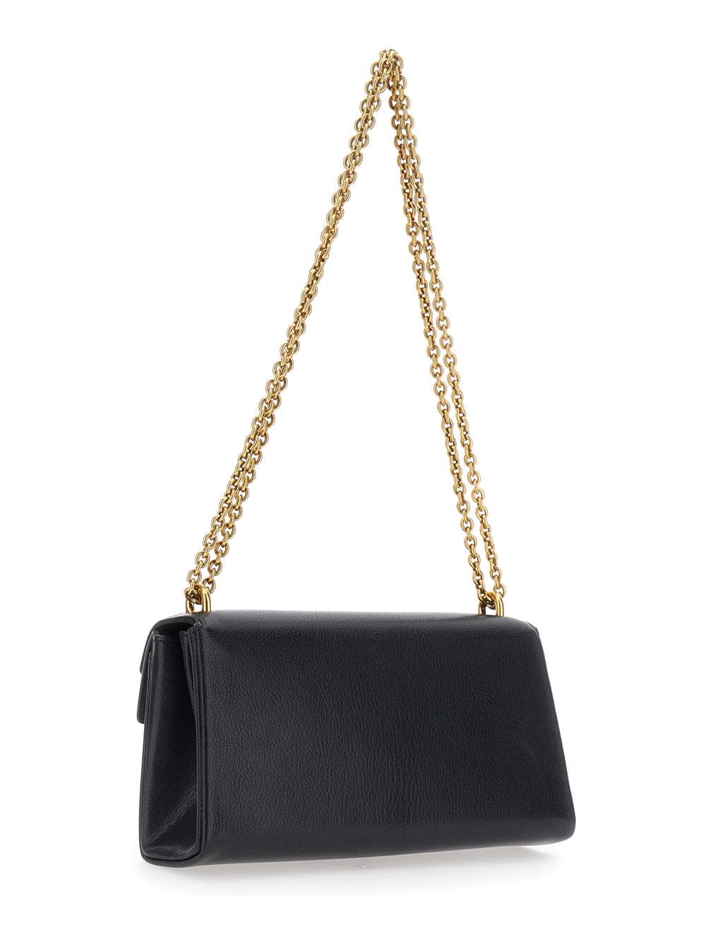 Gucci Women 'Dionysius' Black Shoulder Bag With Metal Plate On The Front In Leather Women GUCCI