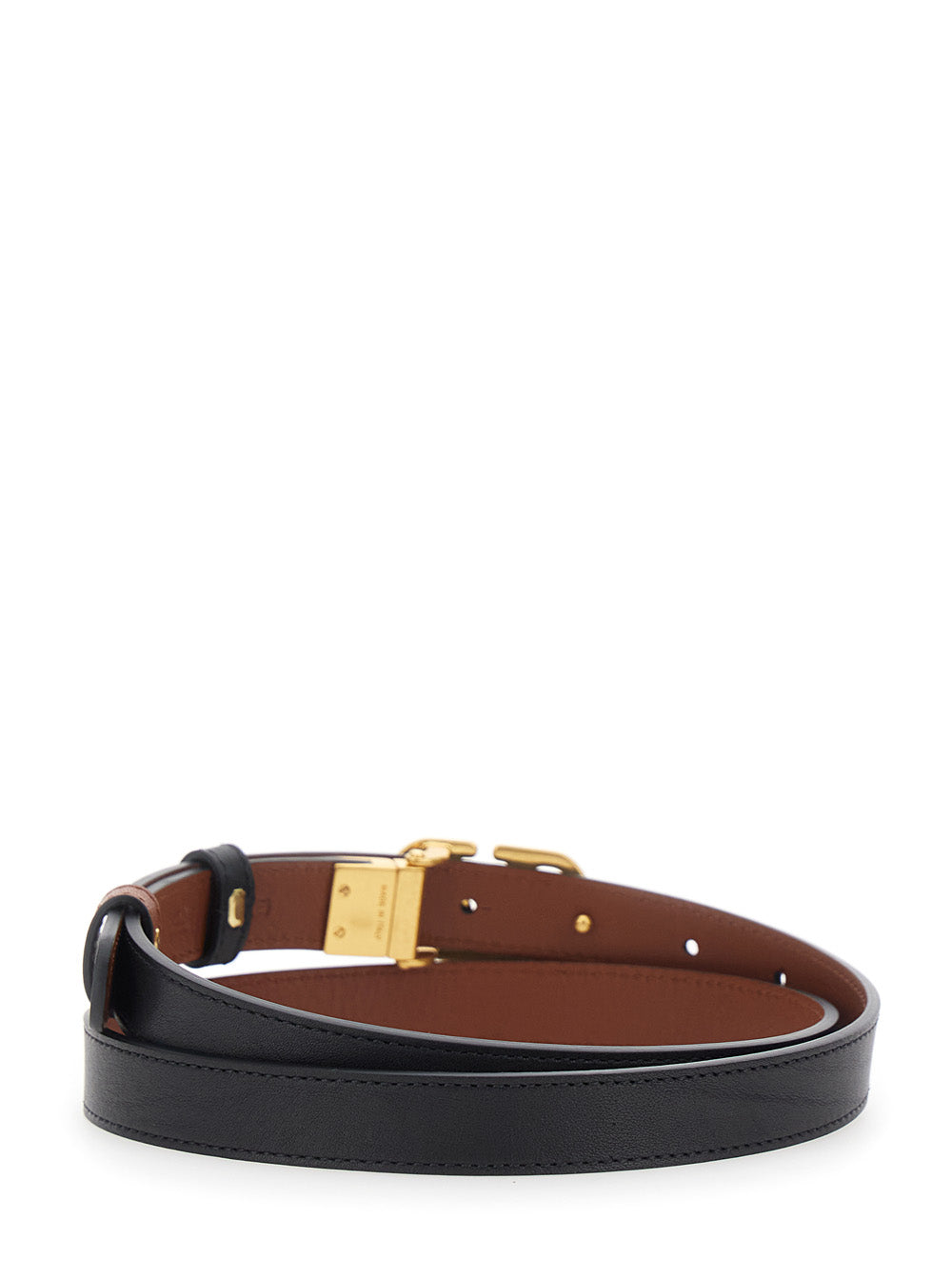 Valentino Garavani Women Reversible Belt With Vlogo Buckle In Black Leather For Women VALENTINO GARAVANI