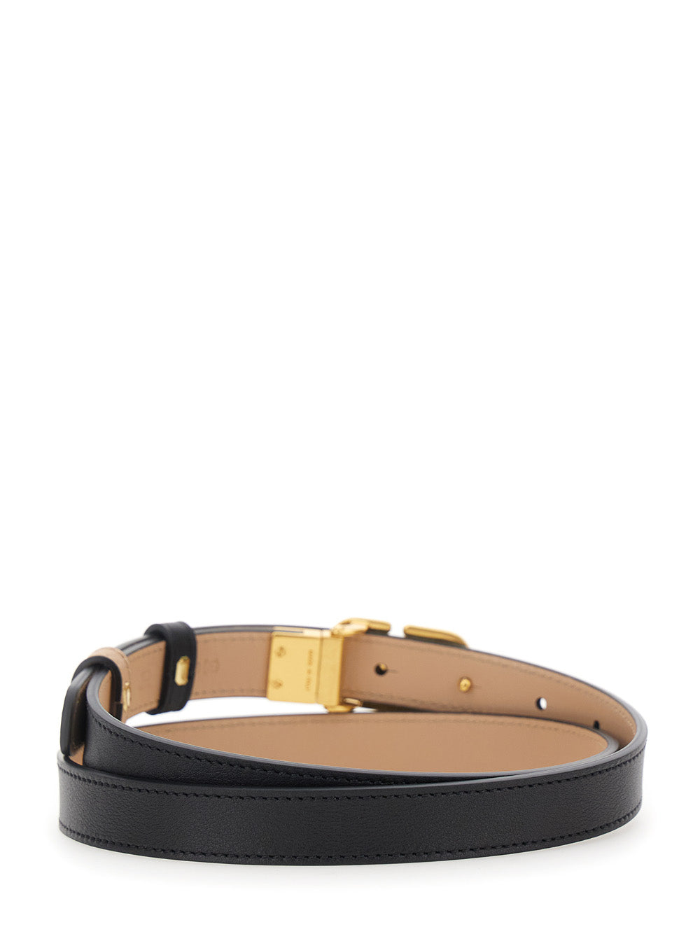 Valentino Garavani Women Reversible Belt With Vlogo Buckle In Black Leather For Women VALENTINO GARAVANI