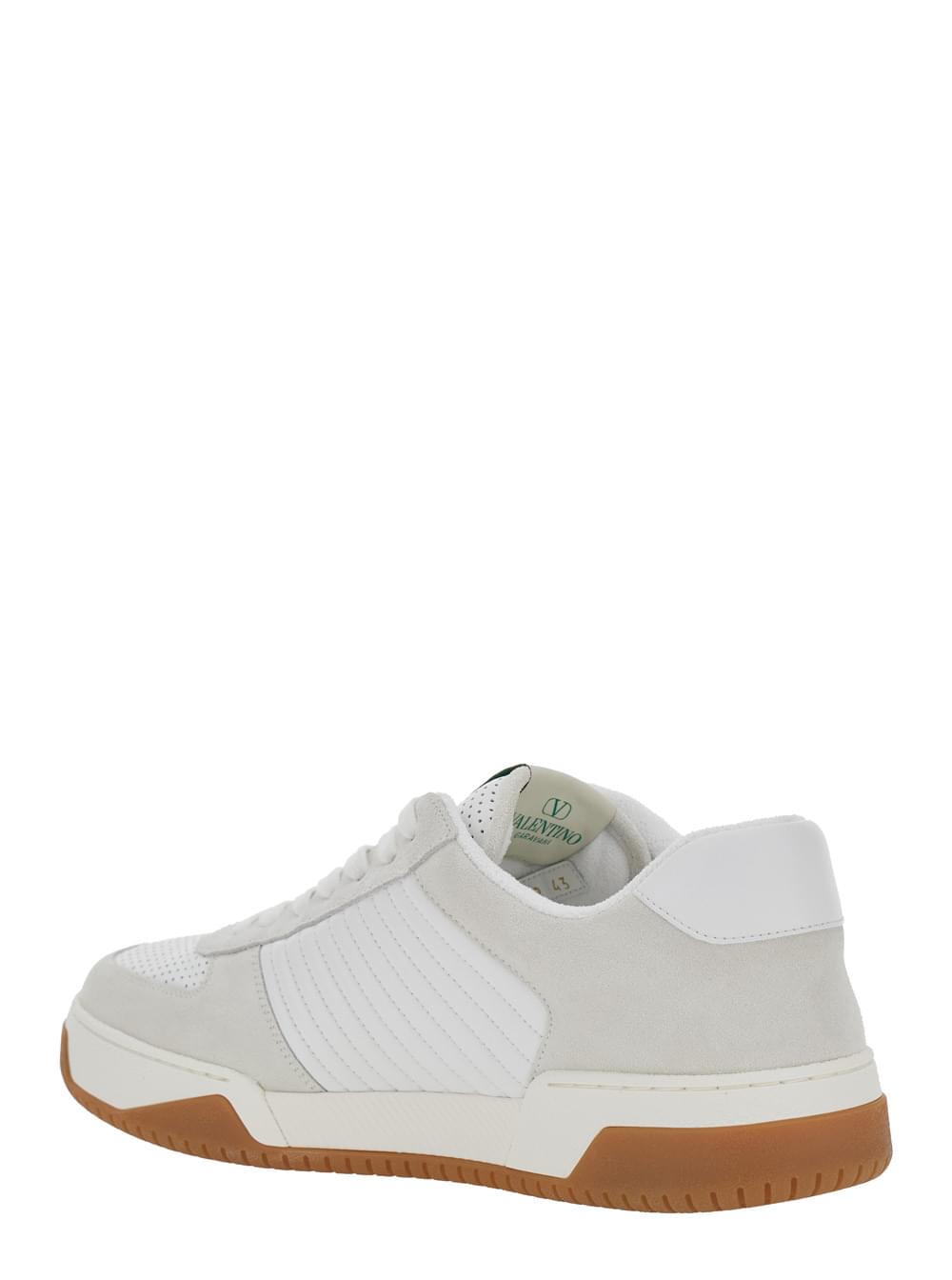 Valentino Garavani Men 'Sparry' White Sneaker With Vlogo On The Side In Leather And Fabric For Men VALENTINO GARAVANI