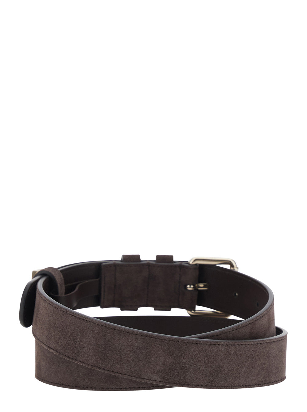 Valentino Garavani Women Brown Belt With Applied Rockstuds In Suede For Women