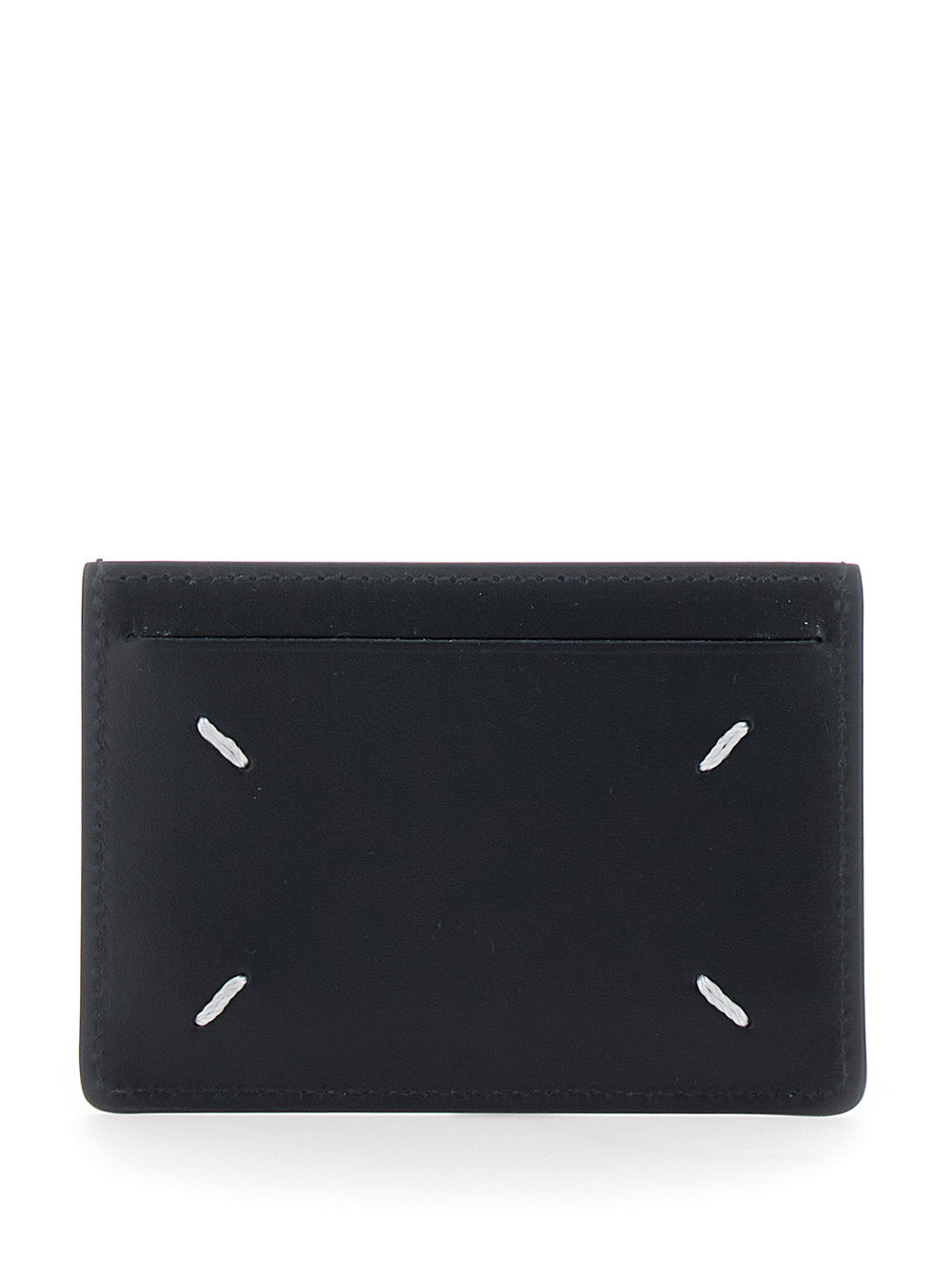 Maison Margiela Women Card Holder With Four Stitches On The Back In Black Leather For Women MAISON MARGIELA