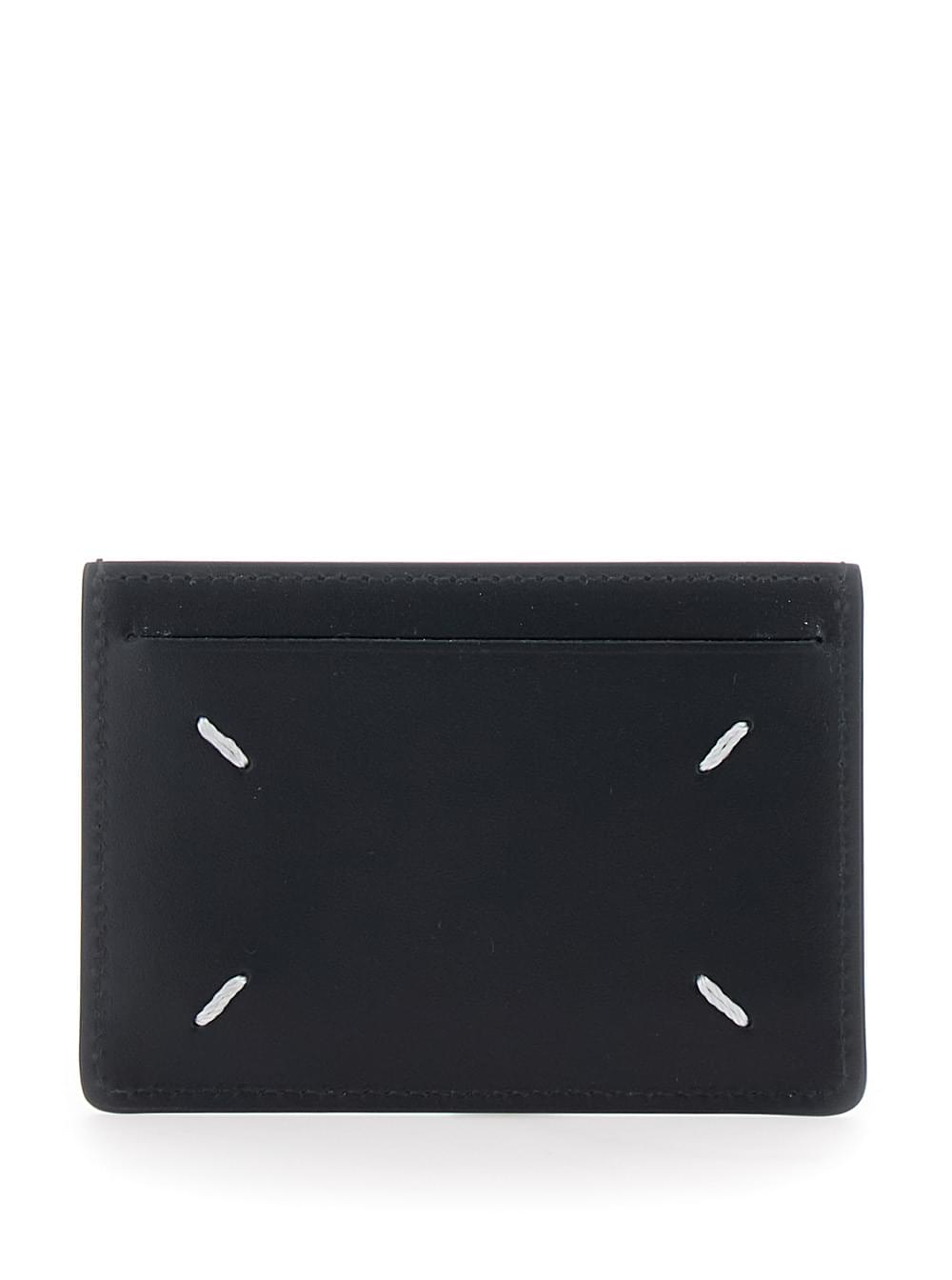 Maison Margiela Women Card Holder With Four Stitches On The Back In Black Leather For Women MAISON MARGIELA