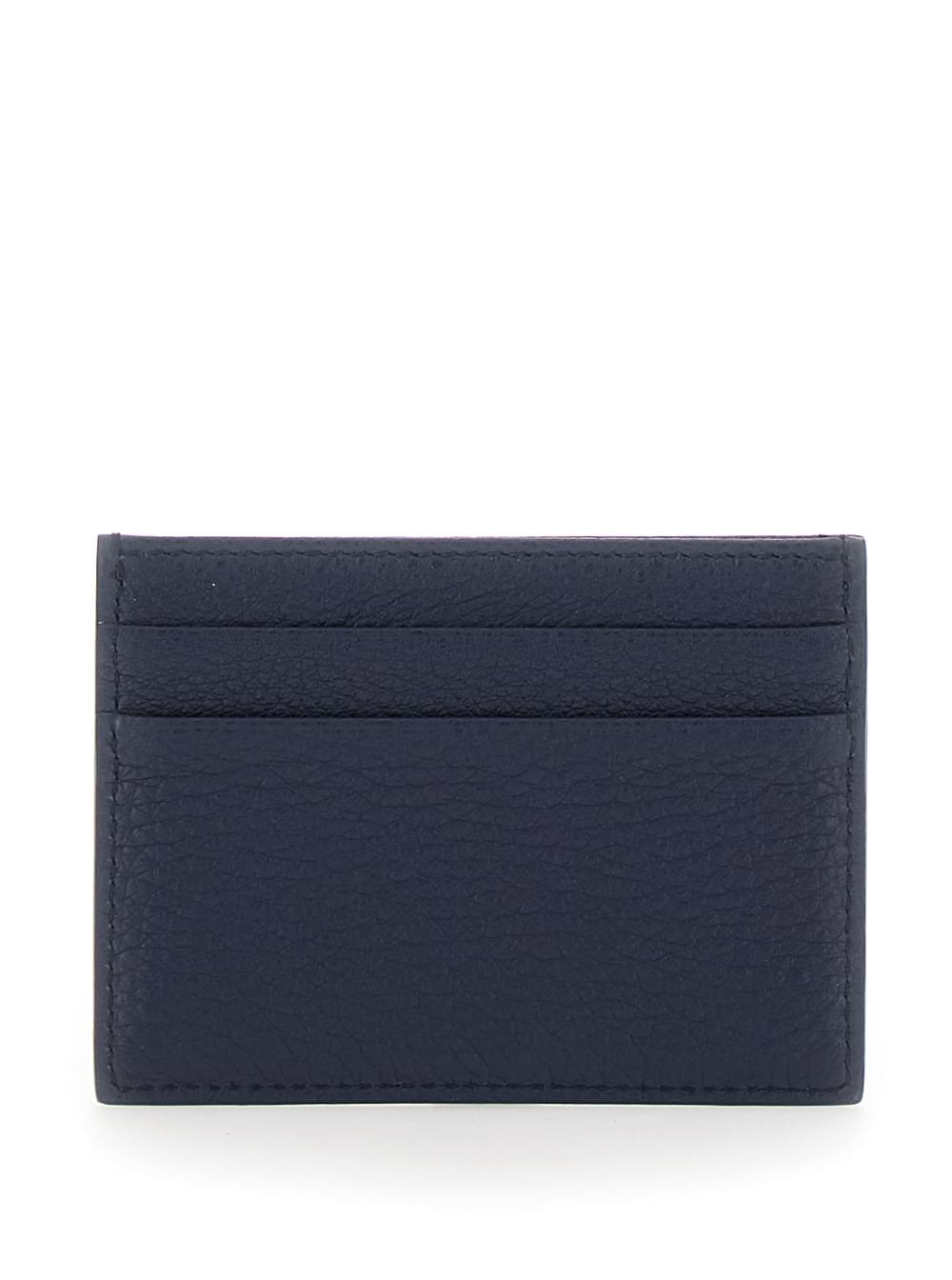 Dolce & Gabbana Men Blue Card Holder With Logo And Details In Leather For Men DOLCE & GABBANA