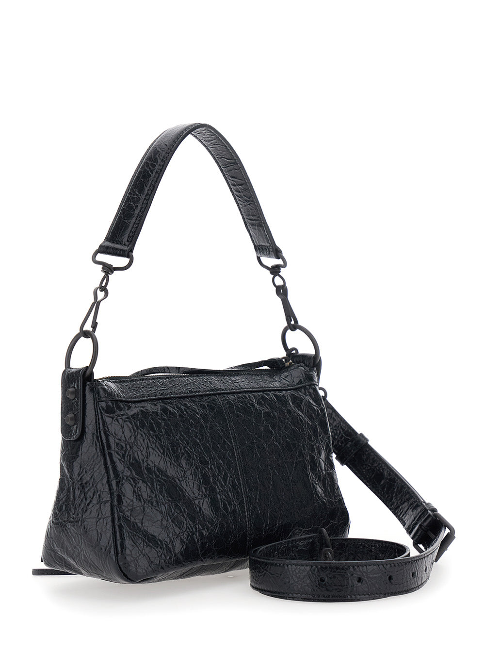 Balenciaga Women 'Le City Moto' Black Mini Shoulder Bag With Adjustable And Removable Strap In Leather For Women BALENCIAGA