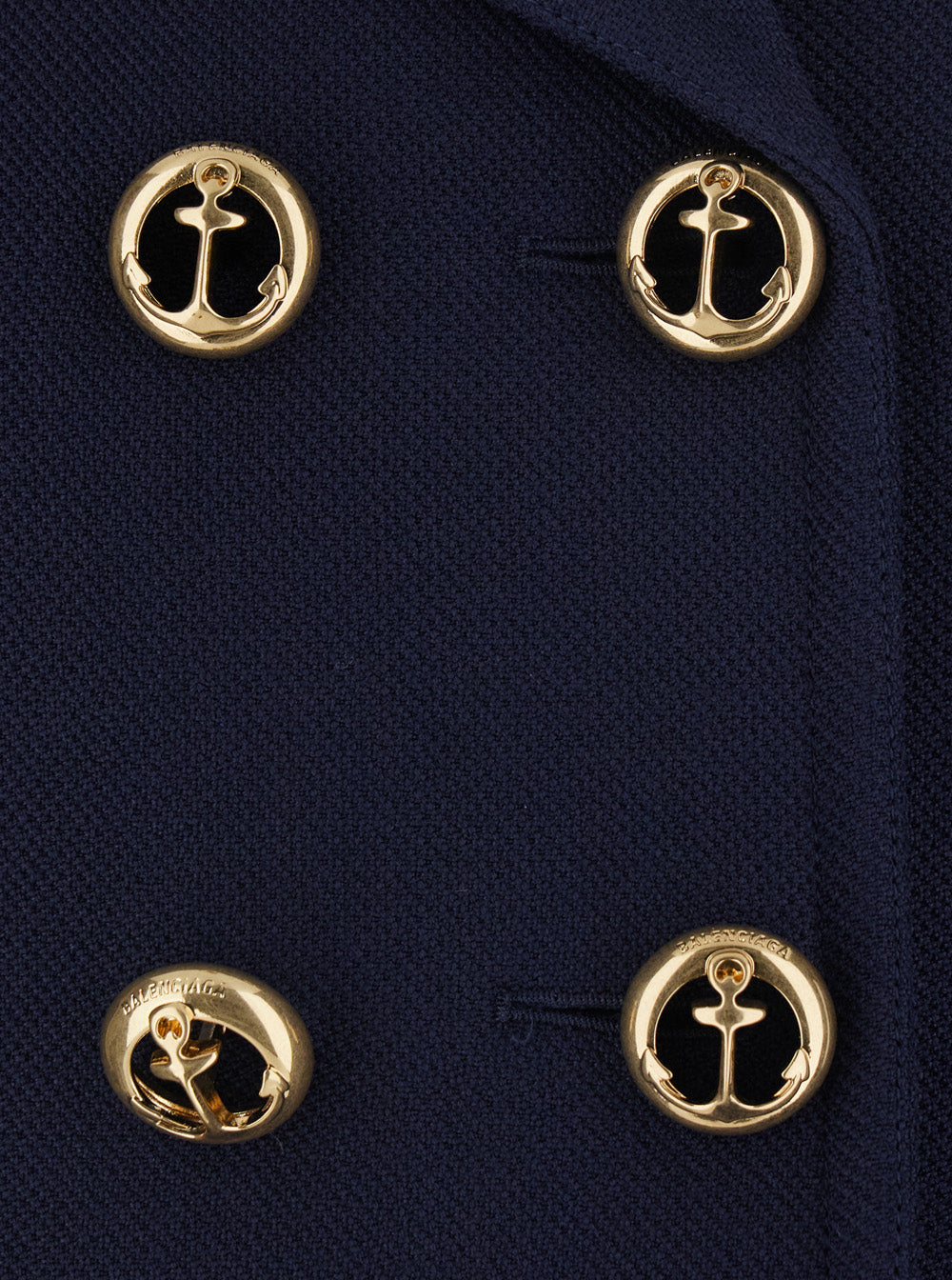 Balenciaga Women Blue Cropped Jacket With Wide Notched Revers And Halfbelt In Wool For Women BALENCIAGA