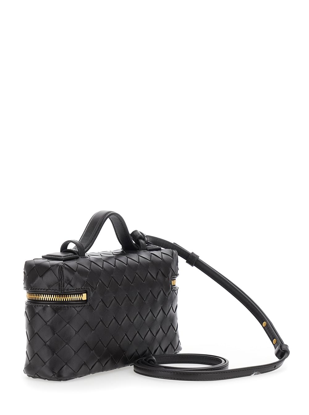 Bottega Veneta Women Bottega Veneta Women 'Bang Bang' Black Crossbody Bag With Adjustable And Removable Strap And Intreccio Motif In Suede For Women BOTTEGA VENETA