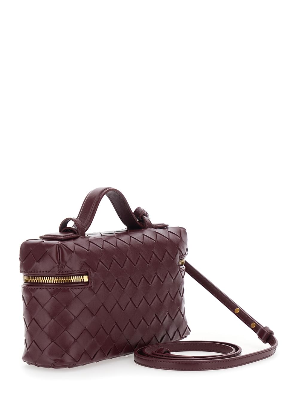 Bottega Veneta Women 'Bang Bang' Bordeaux Crossbody Bag With Adjustable And Removable Strap And Intreccio Motif In Suede For Women BOTTEGA VENETA