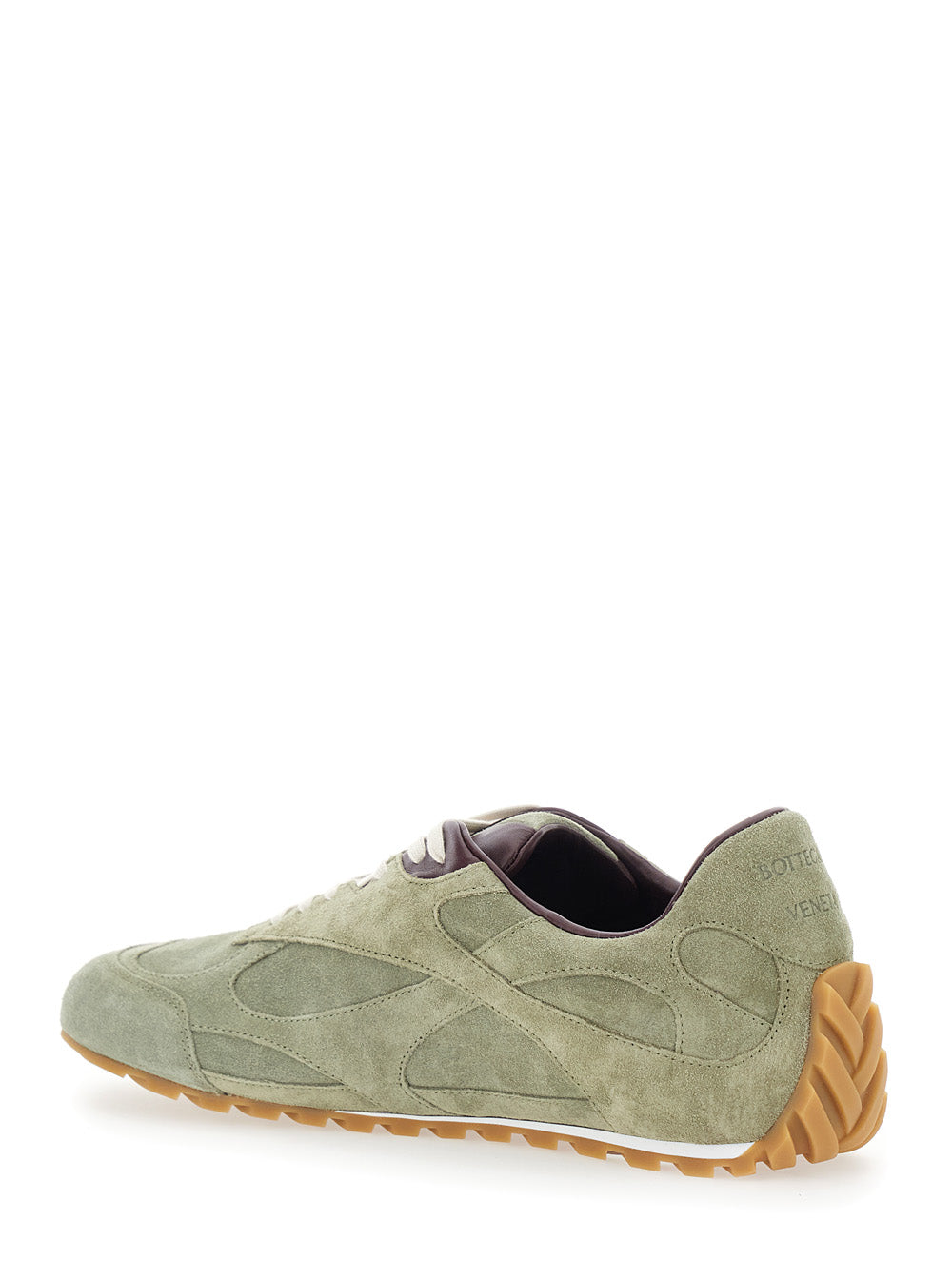 Bottega Veneta Men 'Orbit' Khaki Sneakers With Logo Lettering On The Back In Suede For Men BOTTEGA VENETA