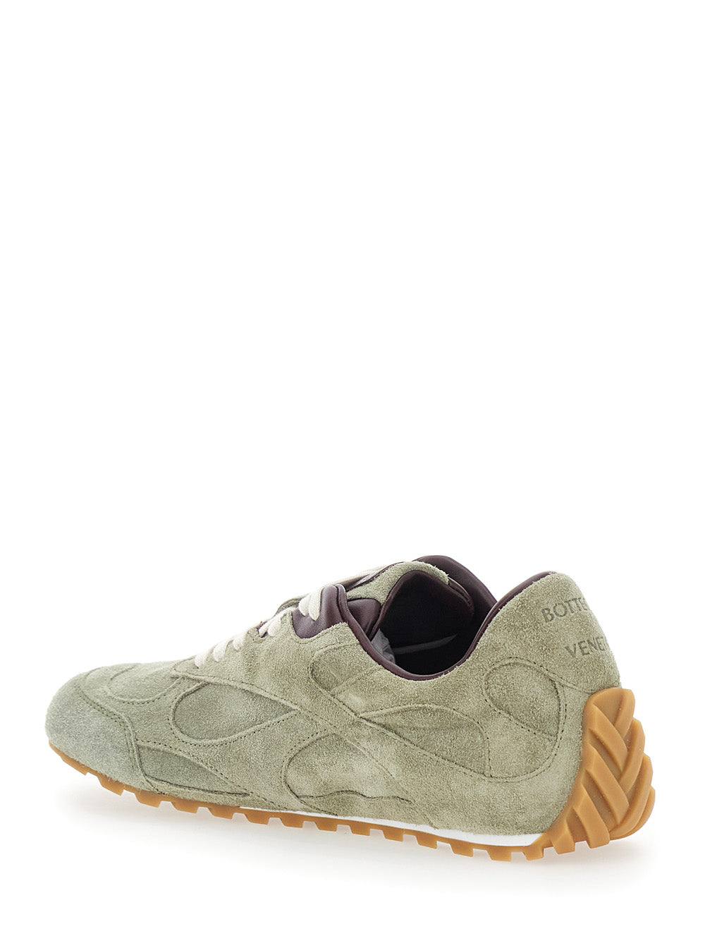 Bottega Veneta Women 'Orbit' Khaki Sneakers With Logo Lettering On The Back In Suede For Women BOTTEGA VENETA