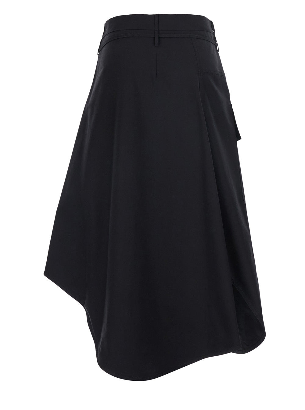 Bottega Veneta Women Black Asymmetrical Skirt With Drawstring And Button Closure In Cotton For Women BOTTEGA VENETA