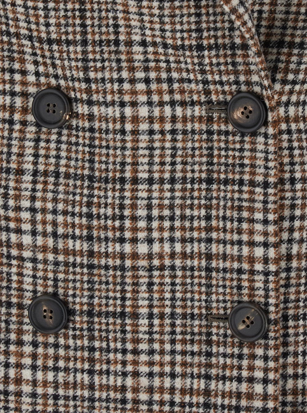 Brunello Cucinelli Women Beige Double-Breasted Jacket With Peak Revers And All-Over Check Motif In Wool For Women BRUNELLO CUCINELLI